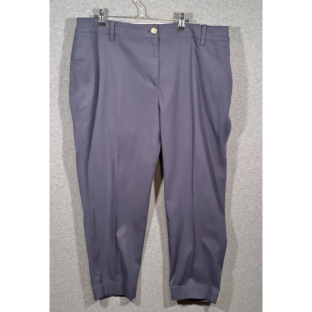 Navy Blue Perfect Crop Pant Women 18W Straight Leg Cotton Chino Trousers 0755